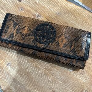 Elegant Brown orange Snake Print Women's Clutch wallet